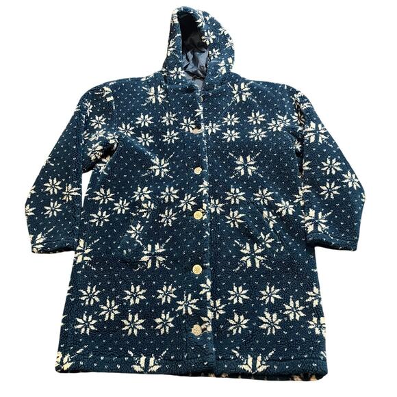 Vintage 90s LL Bean Native Deep Pile Jacket Button Fleece USA Made Long Medium - Picture 1 of 8